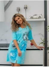 Халат Отражение  голубой (велюр)